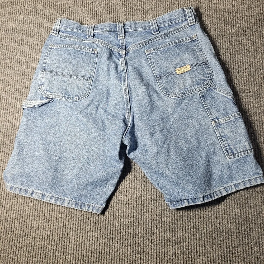 2 Pair Wrangler Carpenter Shorts‎ Denim Size 36 Men Blue Jean Shorts Work Wear